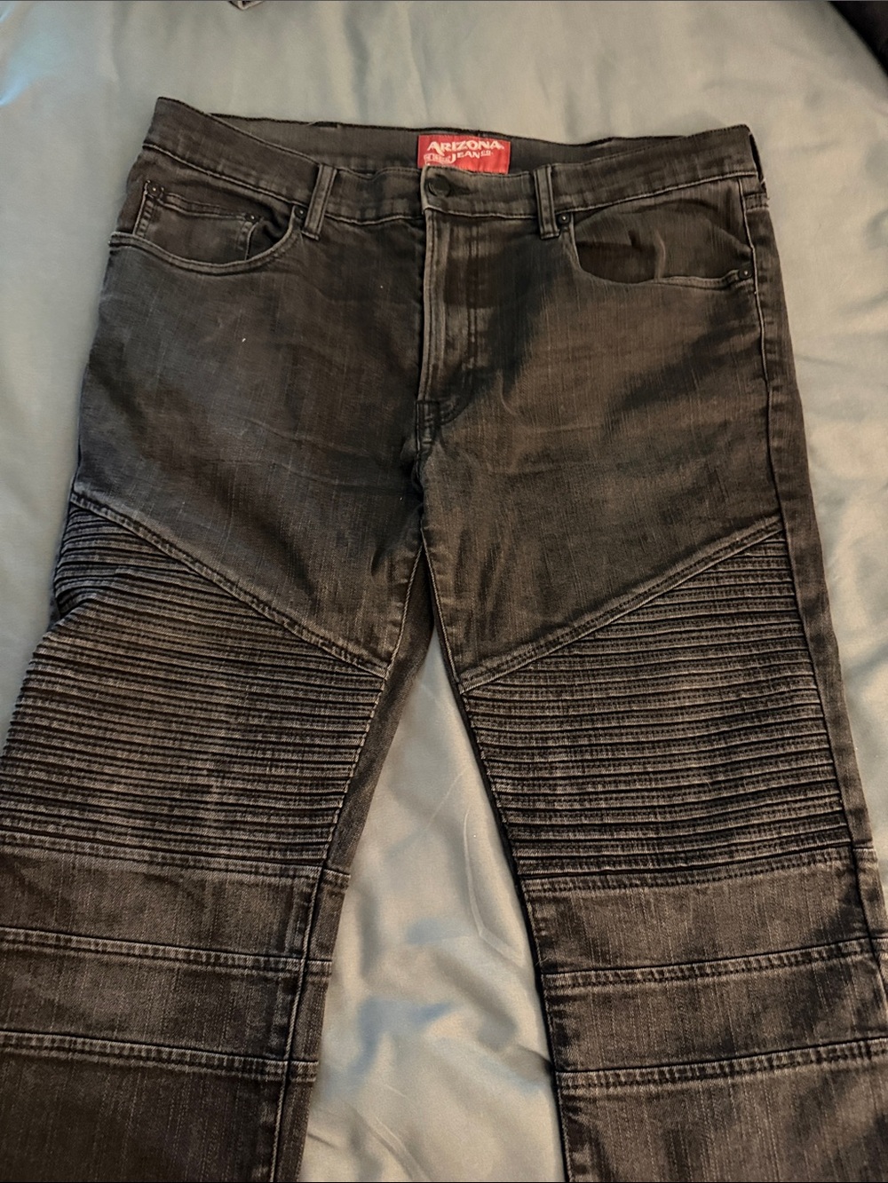 Arizona Jean Company Black Ribbed-Knee Skinny Jeans